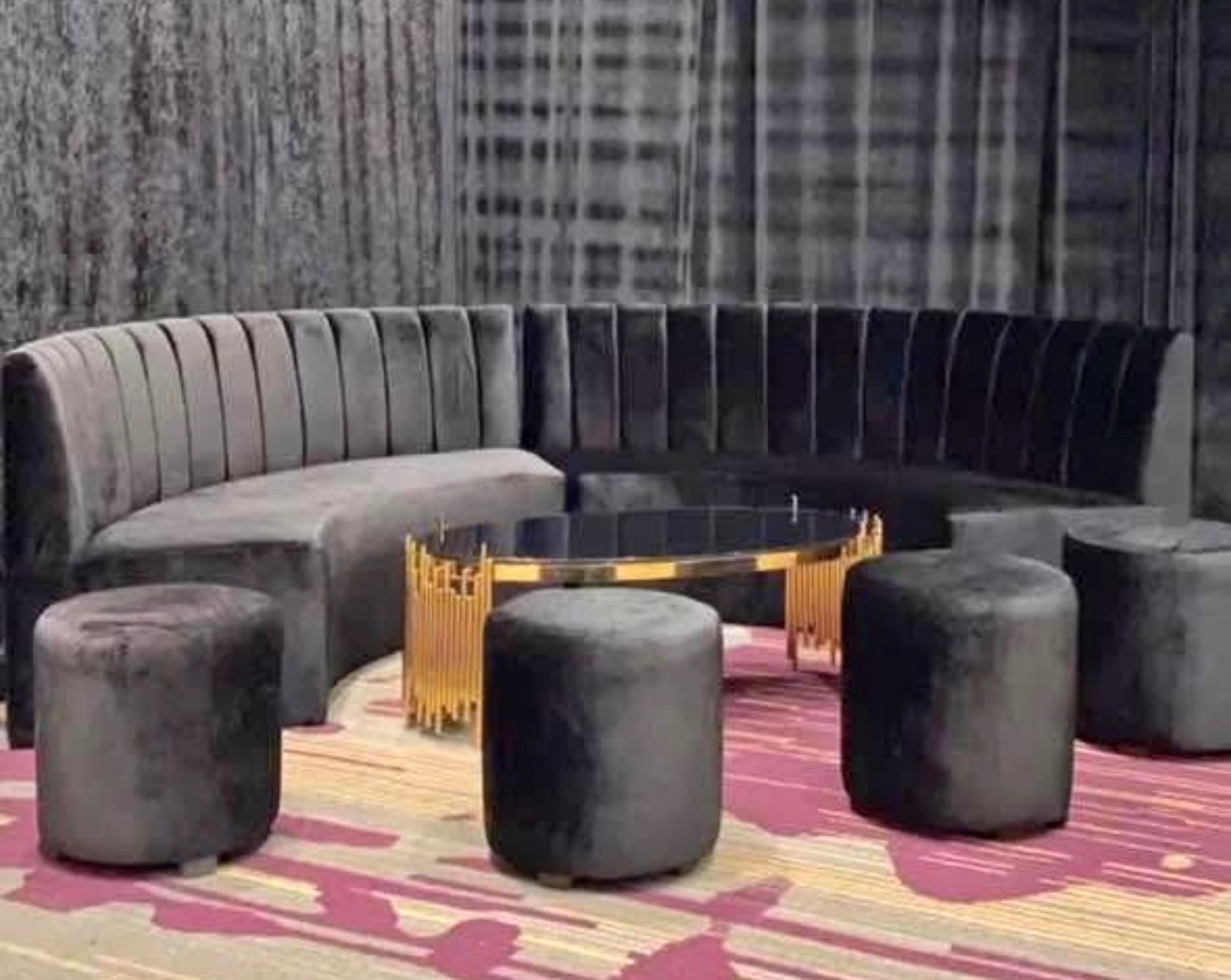 Velvet Lounge Furniture (Black) 6pc set