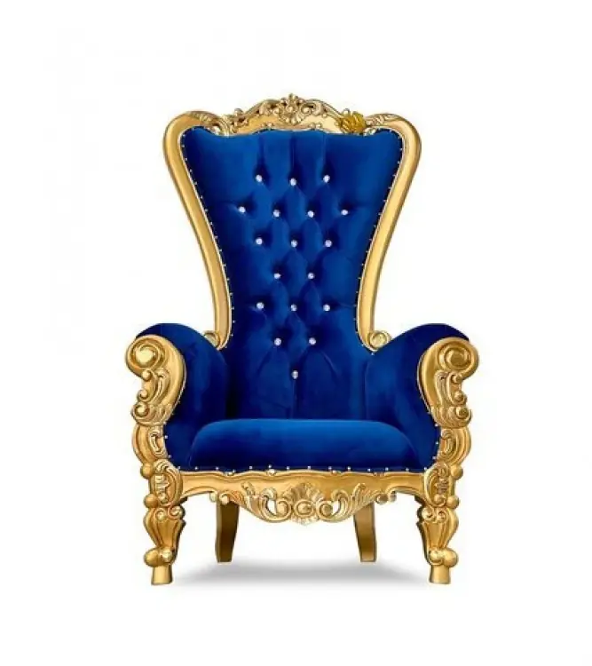 Blue/Gold Rim Throne Chair