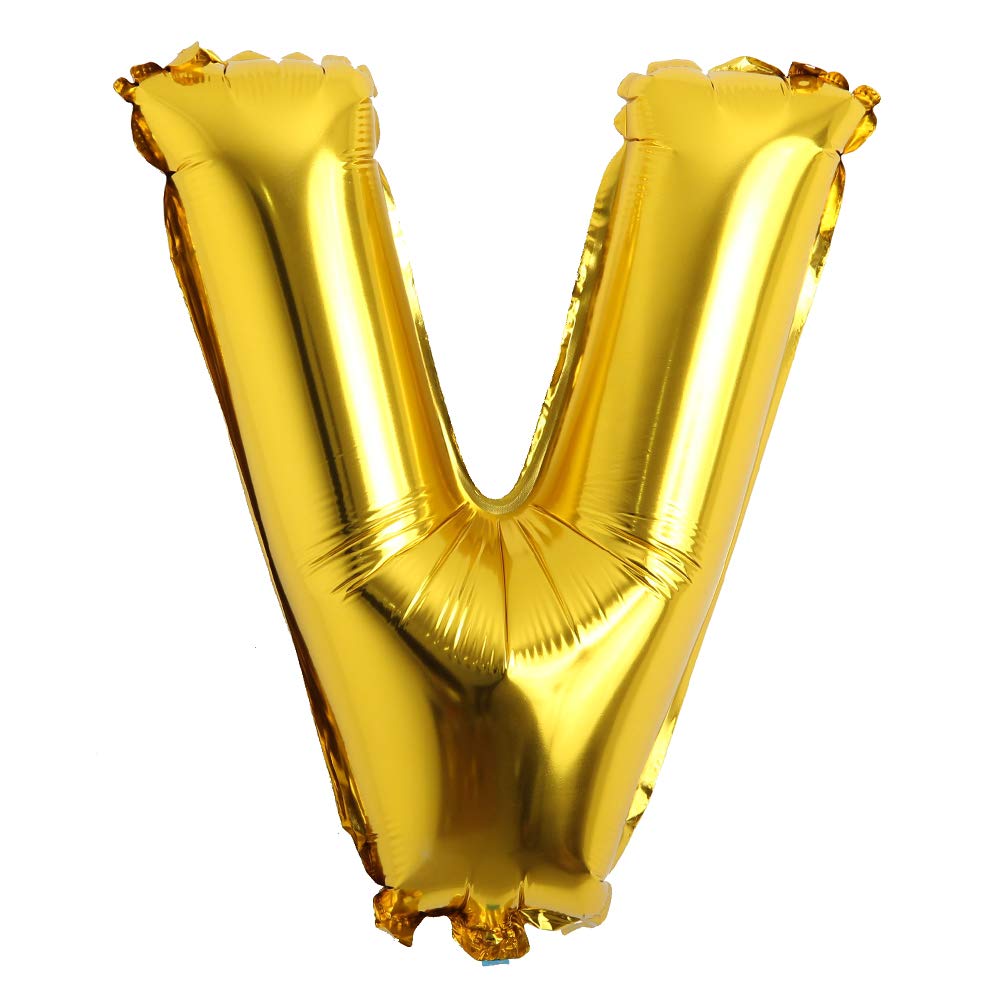 Gold Foil Balloon Letter: V 16in