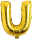 Gold Foil Balloon Letter: U 16in  