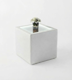 White Vinyl LED Cube Table with Glass Top & Center Light