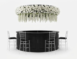 Bar Table Full Circle LED – 360° Round Bar Black with Floral