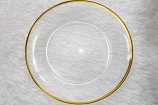 8" Clear Glass Plate-Gold Rim-Round 