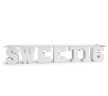 White SWEET 16 Letter Table with Clear Acrylic Top